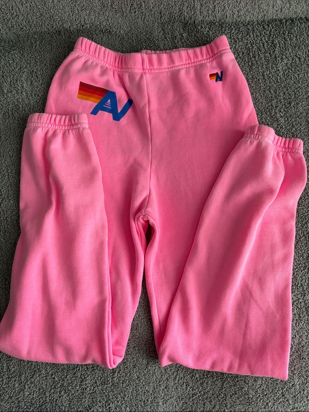 Aviator Nation Kids Bubblegum Pink Joggers with Rainbow Logo